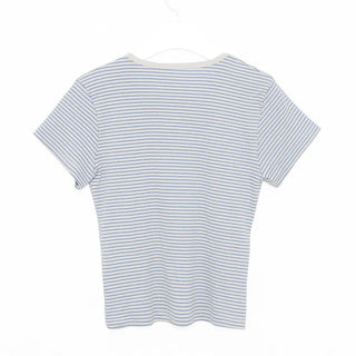White ribbed border half-sleeve T-shirt