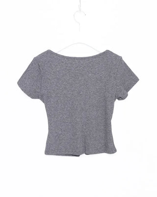 Lace Ribbon Slim Fit Half Sleeve T-Shirt