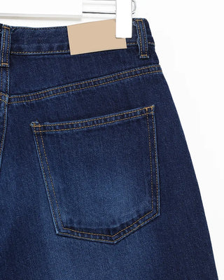 Hem snap wide denim pants