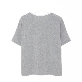 Spun ribbon color-blocked short-sleeved T-shirt