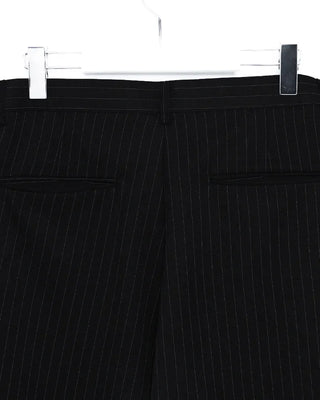 Double-pleated striped slacks