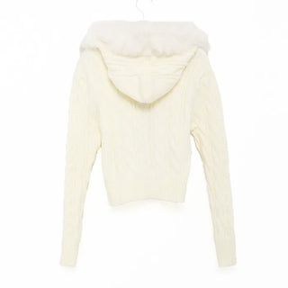 Fur Hood Cable Knit