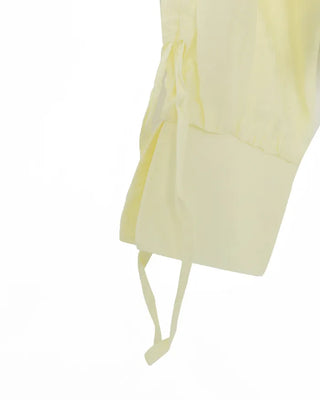 Sleeve Drawstring Cropped Sheer Shirt