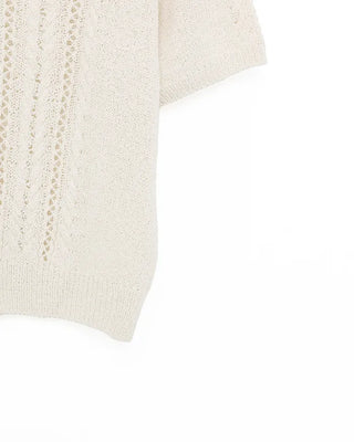 Short-sleeved knit polo shirt
