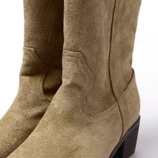 Suede pointed-toe half boots