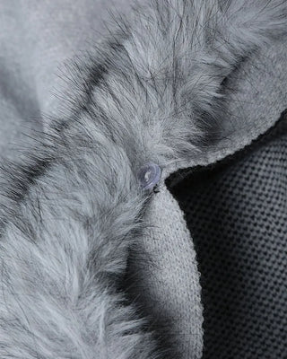 Nordic Fur Hoodie Zip Knit