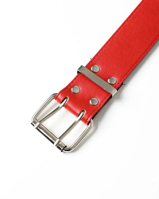 Double eyelet leather belt