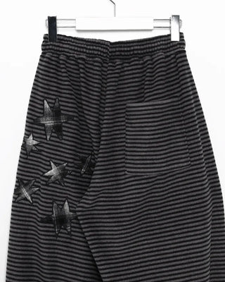 (Unisex) Check Patch Point Border Fleece Pants
