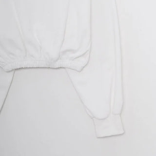 Off-shoulder cropped sweatshirt