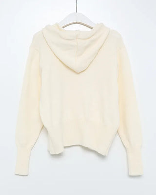 Wide Rib Hem Knit Cardigan Hoodie