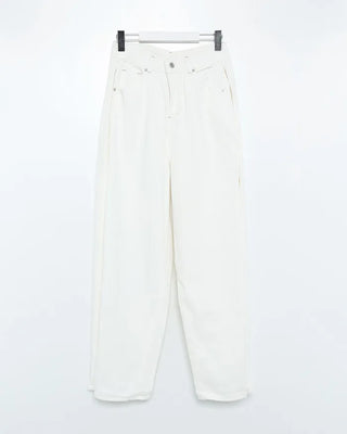 Wide-leg pants with back button detail