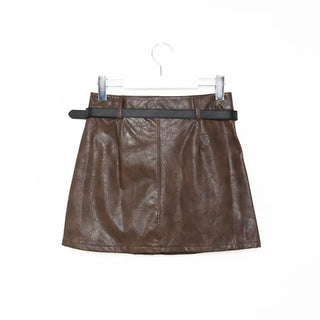 Belt set mini leather skirt