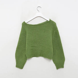 Unique off-shoulder wool knit