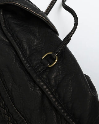 Cable Line Leather Square Boston Bag