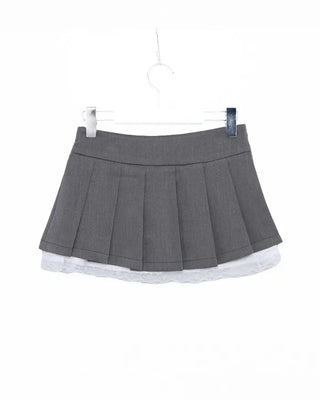 Ribbon pleated mini skirt