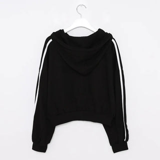 Two-line cropped zip hoodie