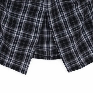 Checked ribbon strap long skirt