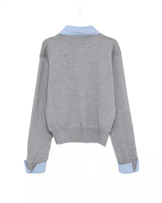 Layered shirt knit cardigan