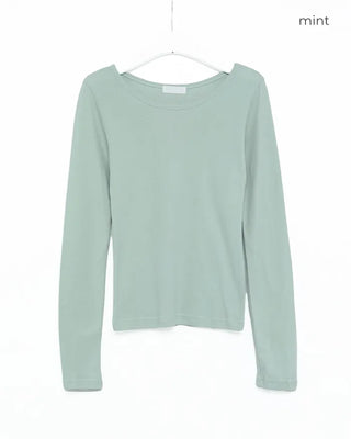 Bateau Neck Basic Long T-Shirt