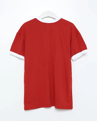 Ringer lettering half T-shirt