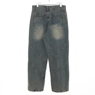 Oil-washed denim pants