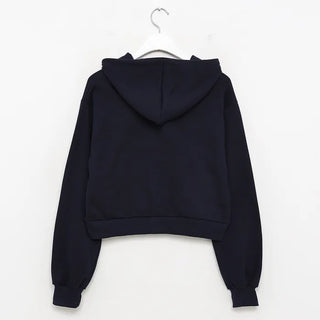68 Patch Double Zip Cropped Hoodie