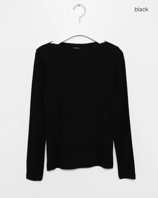 Boat neck long-sleeve top