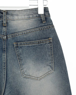 Vintage distressed wide-leg denim pants