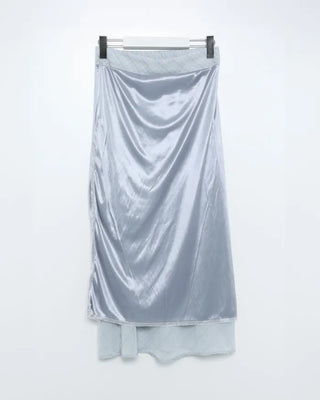 Checked sheer long skirt