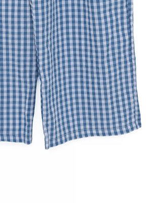 Gingham check wide seersucker pants
