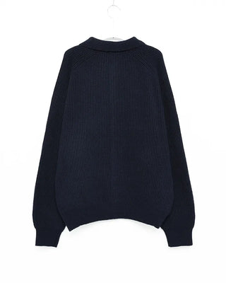 Ribbed collar button cardigan