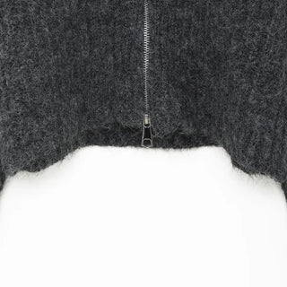 Double-zip ribbed cardigan