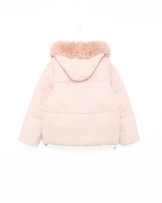 Fur-hooded down jacket
