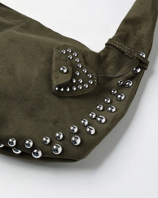 Studded suede shoulder bag