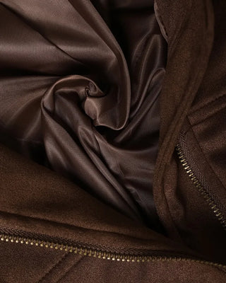 Elastic waistband colored suede jacket