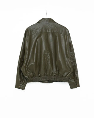 Zip-fly leather blouson jacket