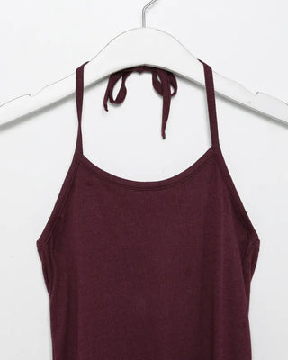 Round neck striped halter neck ribbed camisole