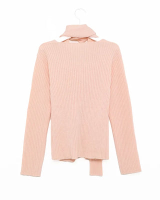 Ribbed cardigan and scarf set