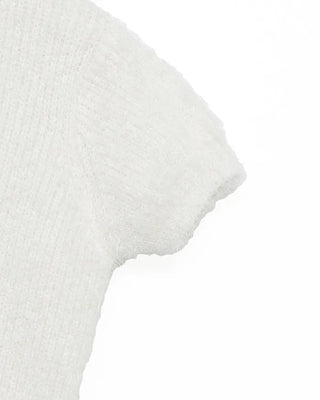 Shaggy knit short-sleeved cardigan