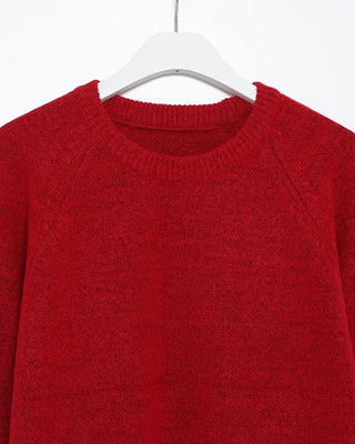 Round neck ribbed raspberry shoulder knit