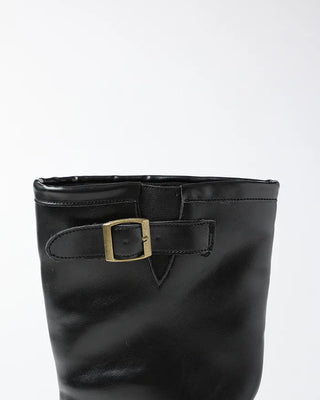 Belt-point mid-calf boots