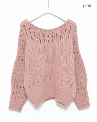 Bateau Neck Punching Point Sweater