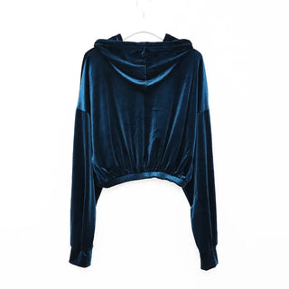 Velvet Cropped Zip Hoodie