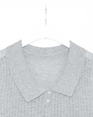 Round neck button collar knit