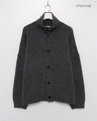 Polo collar multi-knit cardigan