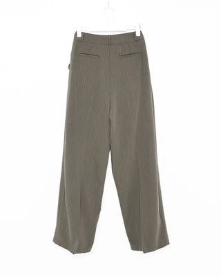 Pinstripe center-pleated wide-leg slacks