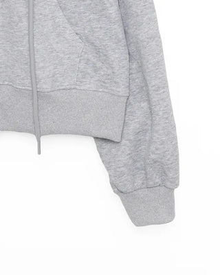 Checked hooded zip-up parka