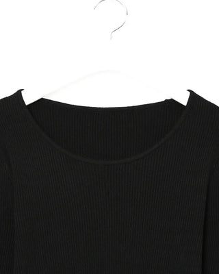 Ribbed U-neck T-shirt