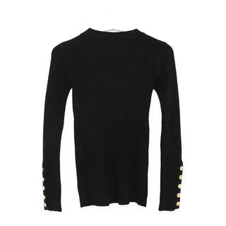Gold button cuff slim knit