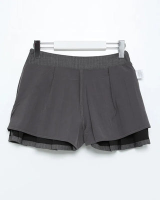 Belted Pinstripe Pleated Mini Skirt